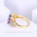 Two Tone Plated Purple Stone Ring Gemstone Jewelry Wedding Ring